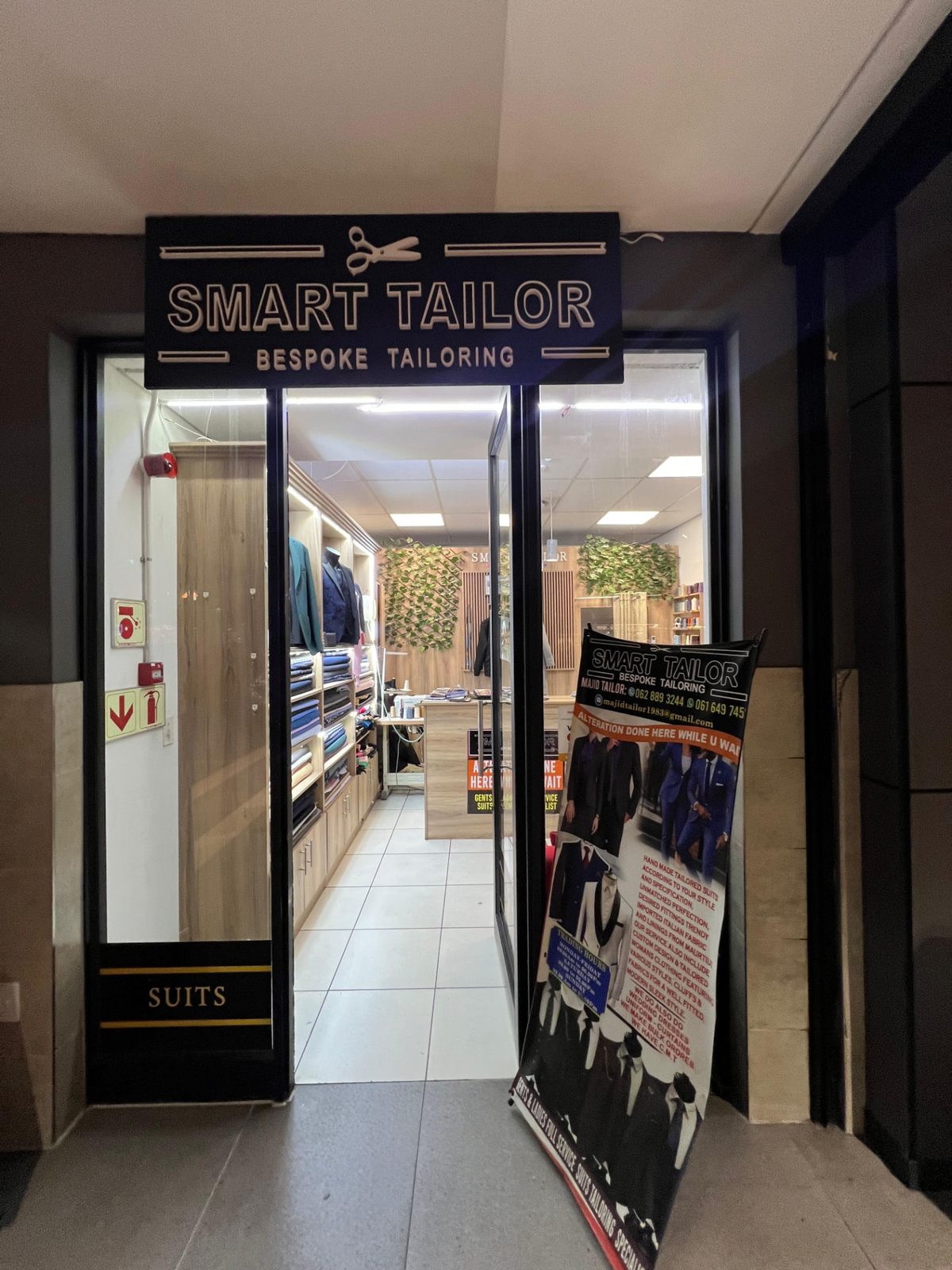 Smart Tailor bespoke tailoring storefront entrance in Cape Town
